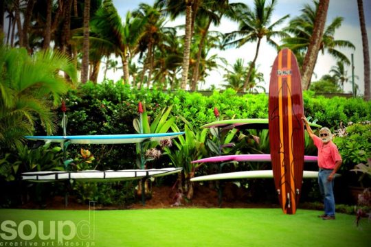 Larry Padilla stands next to his client's new Custom Surf Board Racks 