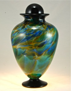 blown glass funeral urn