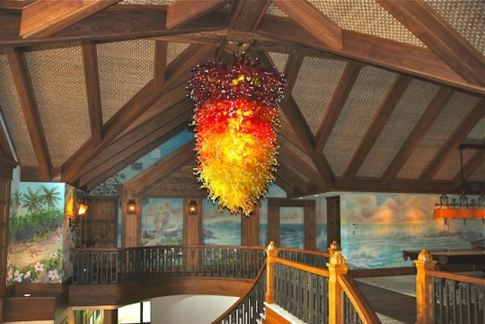 Red and Orange Glass Chandelier 